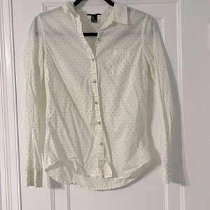 Polka dot blue and cream polka dot button down